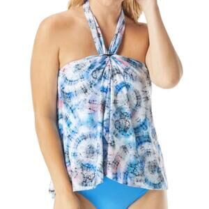 Coco Reef Womens Contours Benefit Fly Away Halter Tankini Swim Top Blue Size 34C
